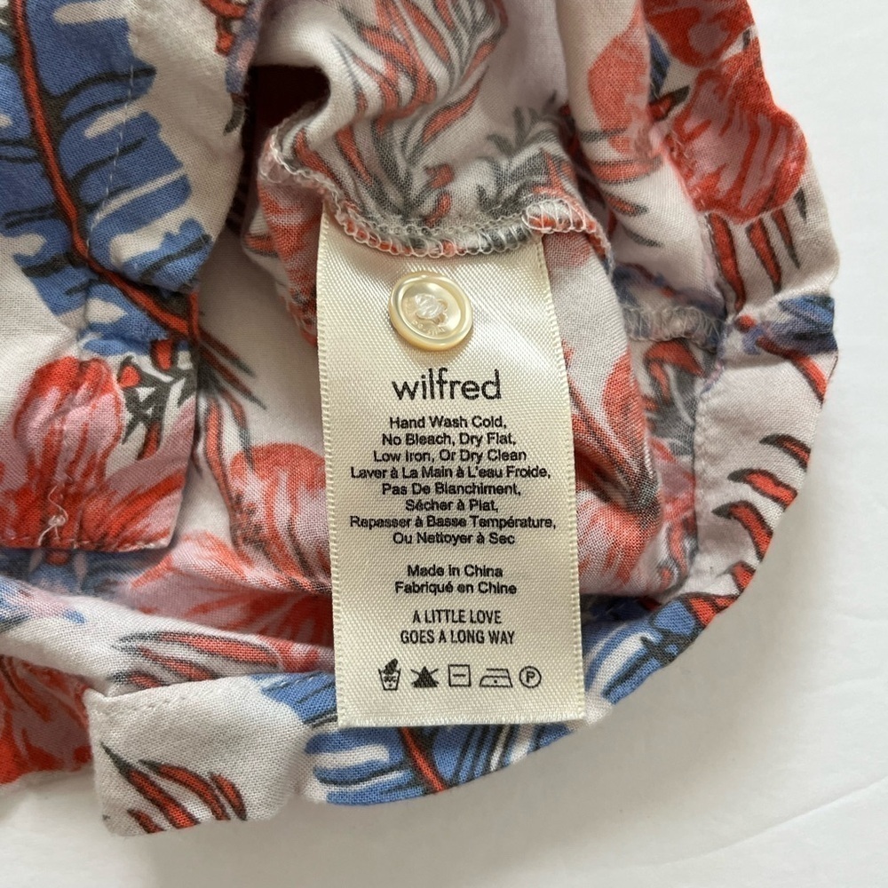 Aritzia Wilfred Free Crop Button Down Shirt Size XXS Floral - Picture 5 of 8